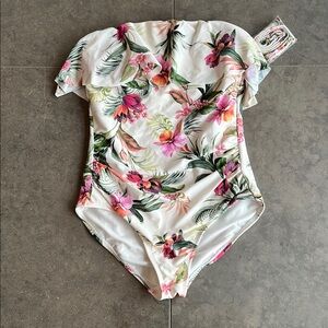 Kona Sol NWOT - Floral One Piece Swimsuit - Pink and Green